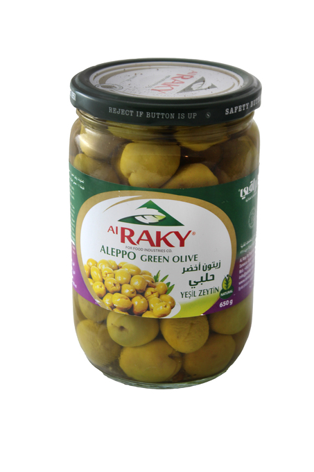 زيتون اخضر حلبي الراقي 650 غ زجاج