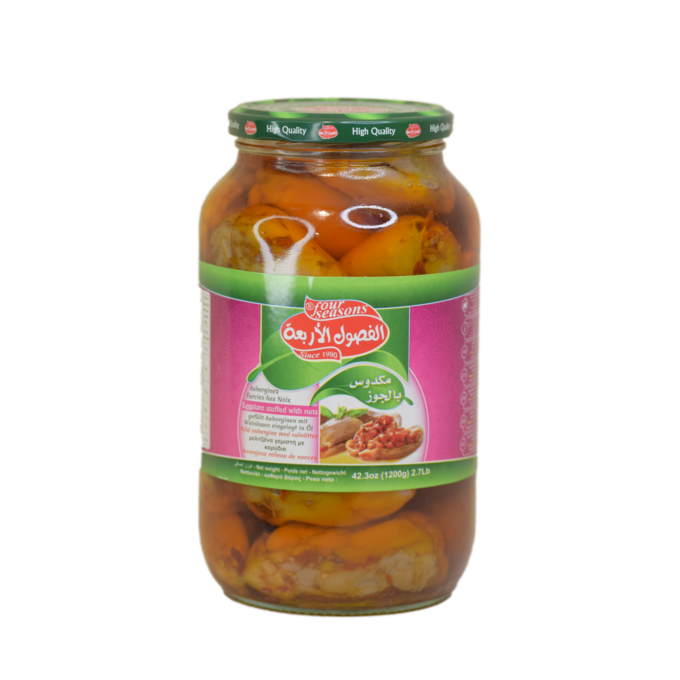 مكدوس الفصول الاربعة زجاج 1200 غ