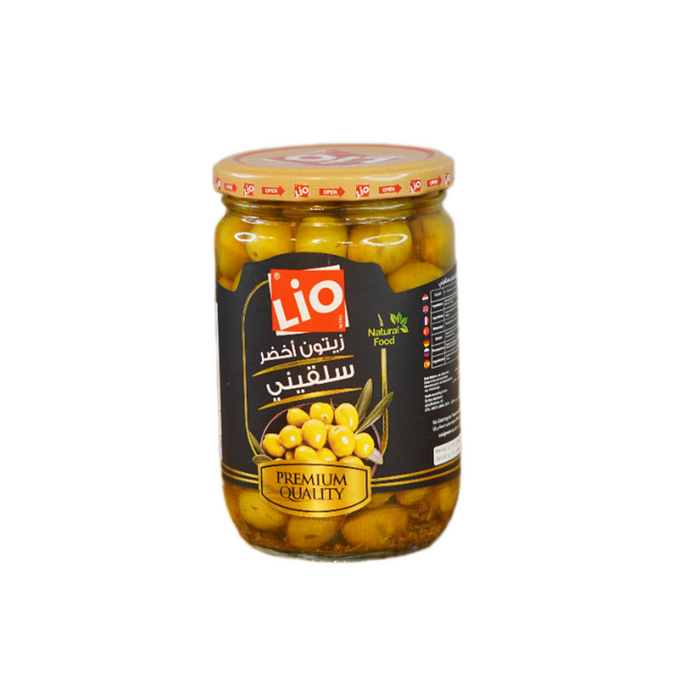 زيتون اخضر سلقيني ليو زجاج 640 غ